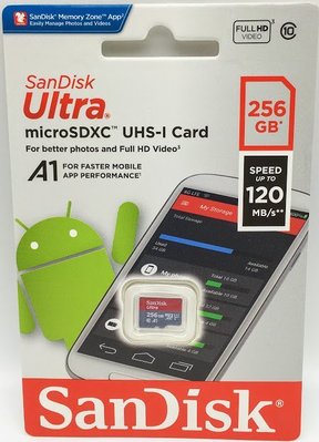 【公司貨】SanDisk Ultra microSD 256GB 120MB/s A1 記憶卡 TF 256G