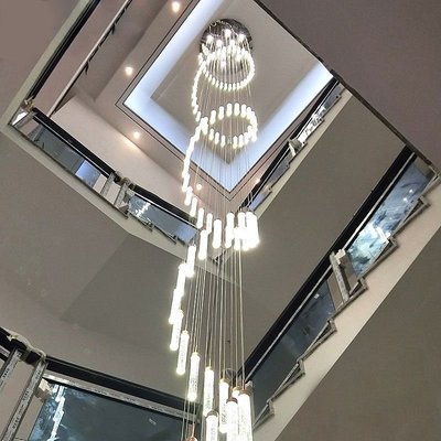 樓梯長吊燈別墅旋轉loft公寓挑高客廳樓梯間燈復式樓中樓水晶吊燈
