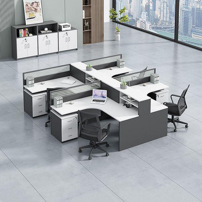 職員辦公桌椅組合簡約現代三人位辦公桌子辦公室財務室屏風辦公桌~標價為訂金