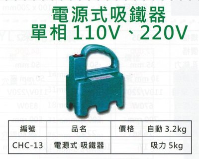 手提式吸鐵器 電源式吸鐵器-單相110V 220V CHC-13