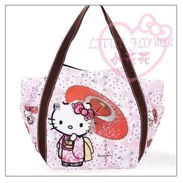 ♥小公主日本精品♥Hello kitty 凱蒂貓粉色和幅雨傘圖案滿版托特包大容量手提包帆布包托特包肩背包側背包-預3
