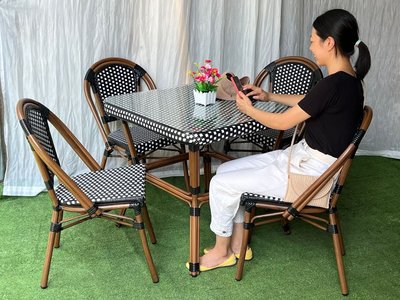 藤椅鋁合金法式北歐美式藤編桌椅民宿餐廳咖啡廳陽臺戶外花園桌椅滿減 促銷 夏季