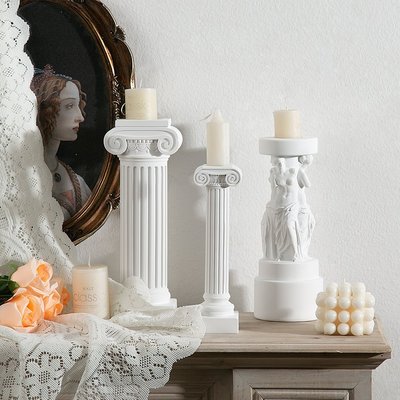 特賣-希臘歐式創意維納斯女神像羅馬柱香薰燭臺軟裝樣板房裝飾品擺件品