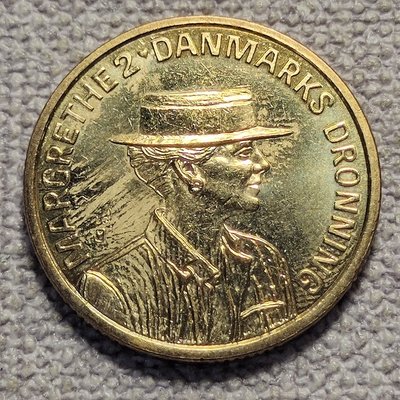 古玩收藏家CC#丹麥1990年29克朗瑪格麗特女王誕生50周年紀念幣