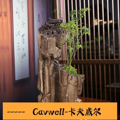 Cavwell-花器 種植盆 古典花盆創意文竹米竹盆栽盆景客廳桌面禪意房子擺件榕樹陶瓷盆器-可開統編