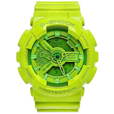 【金台鐘錶】CASIO 卡西歐 G-SHOCK   全綠 雙顯示 大錶面 GA-110B GA-110B-3