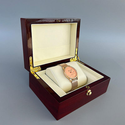手錶盒高亮漆表盒帶鎖紅木手表盒天珠黃金奢侈品收藏盒訂做印字watchbox