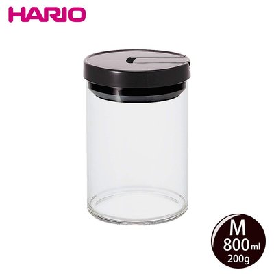 【HARIO】咖啡保鮮玻璃罐-黑M (MCN-200B)