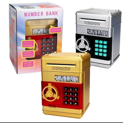 跨境 卡通密碼箱存錢罐ATM機保險柜自動卷錢儲蓄罐存款機兒童玩具