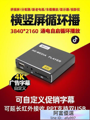 【】 特價中4K豎屏拼接屏循環播放廣告機優盤硬盤高清播放器邁鑚H8多媒體影音自定義廣告促銷字幕電視視頻HDMI