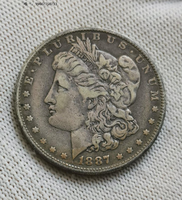 銀幣H26--1887年美國1元摩根銀幣--O版--黑包漿