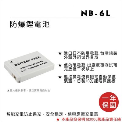 CANON NB-6L 副廠鋰電池 • 數位相機 鋰電 電池 NB6L
