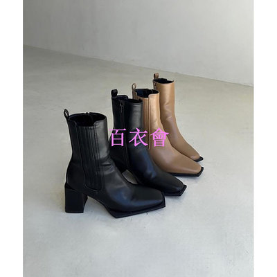 【百衣會】ORiental TRaffic 洗鍊潮流感方頭中筒高跟靴 (日本OR女鞋 31392)