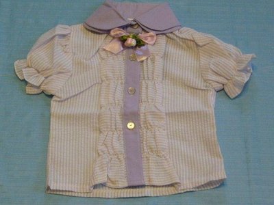韓製 女小童 紫色條紋 短袖襯衫~~3.5.7.9.11號~~適1~5歲穿~~歡迎切貨
