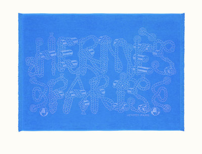 [預購］Hermes Yachting Tatoo Cordages beach towel 海灘巾 大浴巾 沙發毯 純棉 涼感被 新居落成禮物 寶藍 淺藍