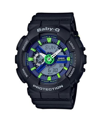 【CASIO BABY-G】BA-110PP-1A (出清價公司貨).耐衝擊、防水100米、世界時間、碼錶.倒數