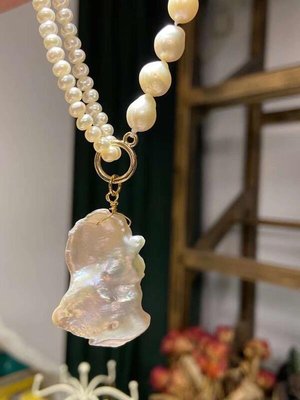 歐尼飾品~天然巴洛克珍珠項鍊 輕奢小眾設計氣質鎖骨鍊ins冷淡風時尚項鍊女