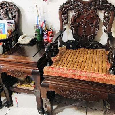 柚木 紫檀木 太師椅 邊桌 古董級 收藏了 30年 售價為單件 一起買有優惠