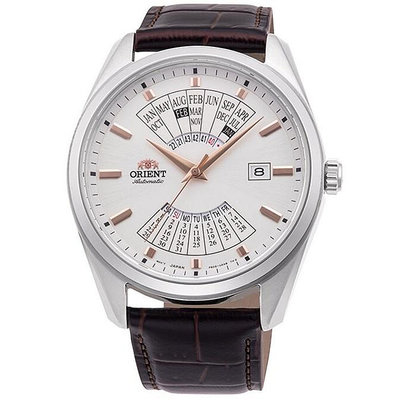「官方授權」ORIENT 東方錶 男 現代系列 萬年曆皮革錶帶機械腕錶(RA-BA0005S)/43.5mm