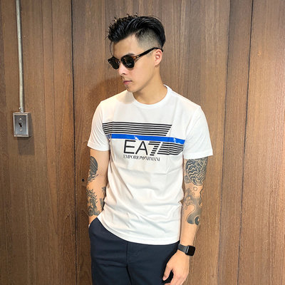 美國百分百【全新真品】Emporio Armani EA7 短袖 T恤 logo T-shirt 短T 白色 AY55