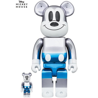 Be@rbrick Fragmentdesign Mickey Mouse Blue Ver. 400% 100% 藤原浩米奇 藍
