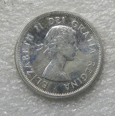 AU底光加拿大1964年伊麗莎白二世25分銀幣