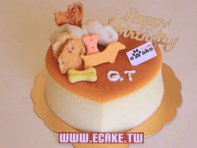 Ecake  寵物糕餅屋 狗狗 食用乳酪生日蛋糕 心型6吋+生日帽(免運費)