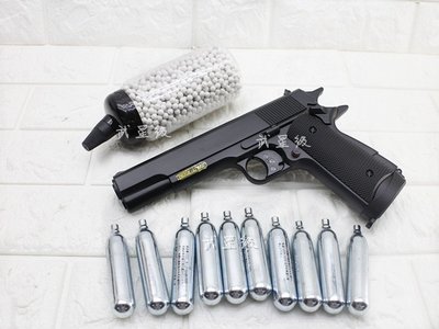 台南 武星級 HFC M1911 CO2直壓槍 + 0.25g BB彈 + 12g CO2小鋼瓶(BB槍短槍氣動槍