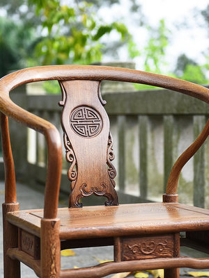 雞翅木圍椅實木仿古紅木圈椅新中式太師椅辦公靠背泡茶椅禪意座椅