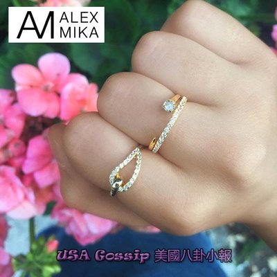 ㊣ 美國八卦小報 ㊣ ALEX MIKA 紐約設計師品牌 新款18K金雙環造型戒指 現貨在台