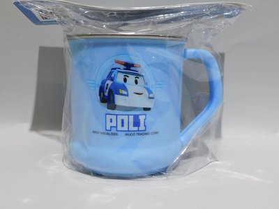 土城三隻米蟲 Robocar Poli 救援小英雄 波力 304不鏽鋼杯 不鏽鋼水杯  隔熱杯  單耳水杯