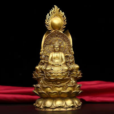 眾信優品 現貨三面佛擺件純銅三聖佛像釋迦摩尼地藏王觀音菩薩家用佛堂裝飾神像FX1846