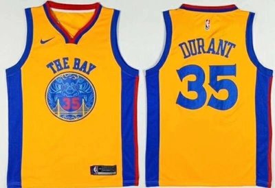 NBA2018全明星賽球衣  金州勇士隊#35號  durant 凱文·杜蘭特 Curry Durant 湯普森 黃色