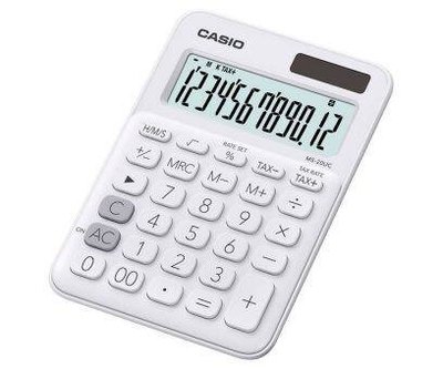 【威哥本舖】Casio台灣原廠公司貨 MS-20UC-WE 迷你桌上型12位元計算機 商用計算機 稅金計算 時間計算