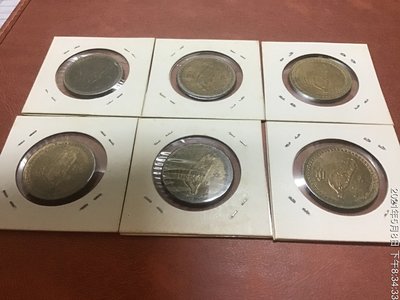台灣銅幣，民國43年，五角銅幣，未使用   保真  共6顆