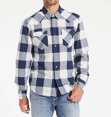 全新正品 Levi's Levis Classic Western Shirt 格紋長袖襯衫 藍色 Size:S M
