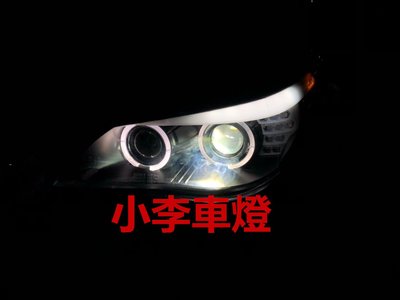 ~李A車燈~全新 外銷精品件 BMW E60  04 05 06 類F10 3D導光光圈+LED方向燈雙魚眼黑底大燈