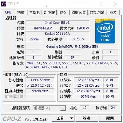 【含稅】Intel Xeon E5-2670 V3 2.2G 30M 12C24T 2011-3 ES不顯CPU 一年保