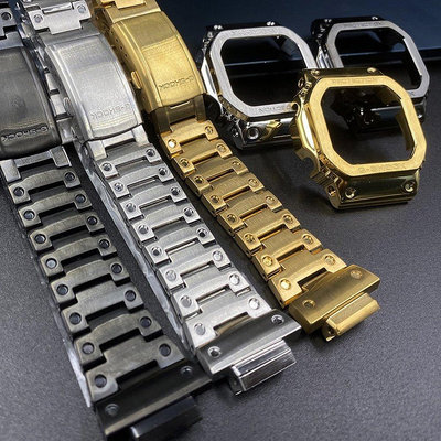 Dw5600 錶帶+表圈 GW-B5600 DW5610 適用於卡西歐 G-shock 替換手鍊金屬錶帶錶殼 5600-台北之家