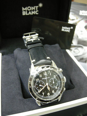 Montblanc 萬寶龍 白鋼超大錶徑錶/ 黑水鬼機械自動上鍊計時腕錶 如全新展示品 *