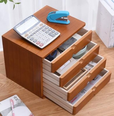 5787A 日式 木製四層收納櫃 實木桌面整理櫃抽屜盒置物櫃 木紋四層櫃儲物櫃桌面抽屜櫃收納