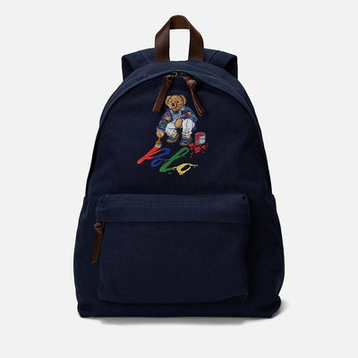 代購Polo Ralph Lauren Polo Bear Medium Backpack經典熊刺繡logo藍色後背包