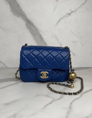 【 RECOVER 名品二手SOLD OUT 】CHANEL 藍色金球方胖