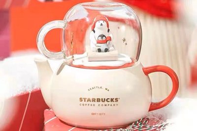星巴克杯子 聖誕禮物北極熊杯壺組 高顏值櫻花可愛松鼠茶壺套裝