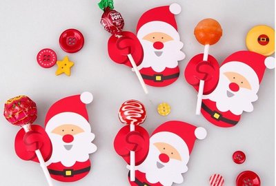聖誕節~可愛聖誕老公公棒棒糖裝飾紙卡10個20元 手工DIY棒棒糖必備裝飾卡片誏棒棒更有造型.~幸福小品包裝舖