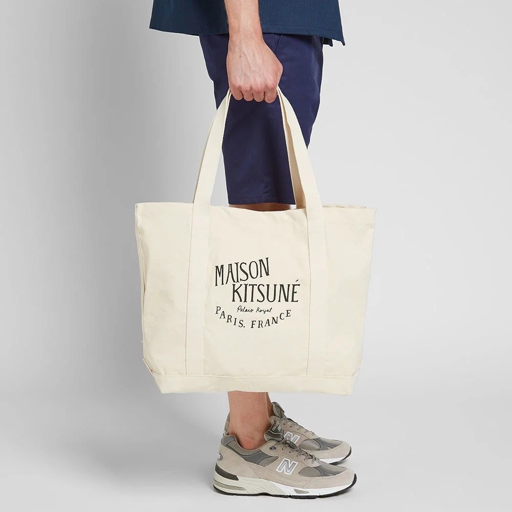 折扣預購】正品Maison Kitsune PALAIS ROYAL米色帆布袋/托特包/手提袋