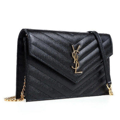 Saint Laurent YSL Monogram V字縫線魚子醬 山形紋 金鍊 Woc 信封包 2