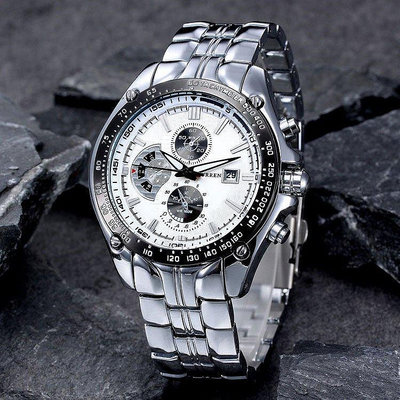 CURREN卡瑞恩8083鋼帶男士石英手錶 時尚三眼手錶 熱銷手錶