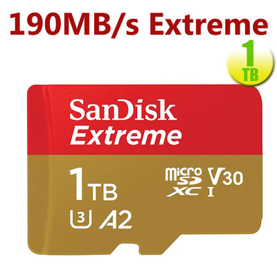 【拆封福利品】SanDisk 1TB 1T microSDXC Extreme【190MB/s】MicroSD V30 記憶卡