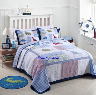 開心樂園  全棉  絎縫拼布被  床罩  雙人3件組  加大版